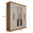 Ver imagem 2 de Guarda-Roupa Casal Albuquerque 6 Portas 2 Gavetas 100% MDF com Espelho Cinamomo/Off White - Panorama