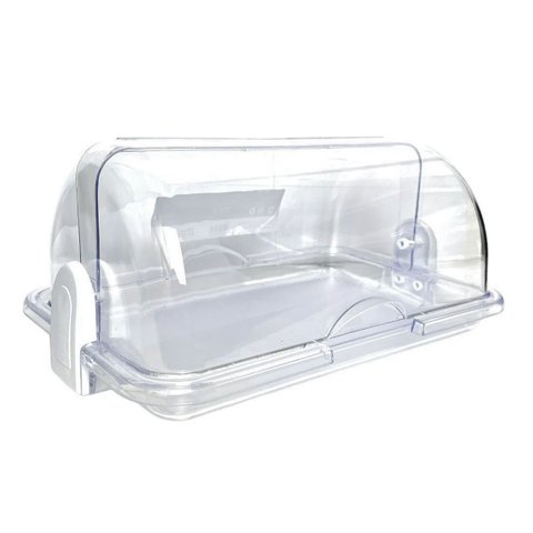 Porta Pão Acrílico Cristal Tampa Dupla Basculante Articulada