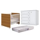 Ver imagem 1 de Berço Nacional Mel Branco Savana – Reller e Cômoda Infantil Americano Branco HP e Colchão Gazin - He