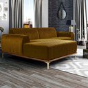 Ver imagem 3 de Sofá Molino 3 Lugares 230cm Chaise Direito Pés Gold Veludo Mostarda - Nexta Casa