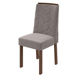 Cadeira para Mesa de Jantar Astrid kit 02 Peças Veludo Liso Capuccino Imbuia Clean – Lopas - 2