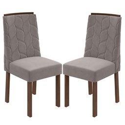 Cadeira para Mesa de Jantar Astrid kit 02 Peças Veludo Liso Capuccino Imbuia Clean – Lopas - 1