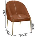 Ver imagem 4 de Banqueta Poltrona Lua Pé Metal Bouclê Ideal para Sala Penteadeira ou Salão:terracota