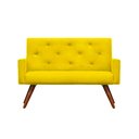 Ver imagem 3 de Kit Namoradeira + 2 Poltronas Decorativa Nina Capitonê Suede Amarelo - Dominic Decor