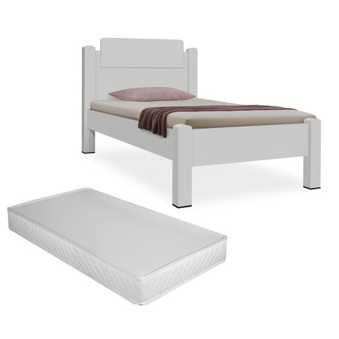 Cama Solteiro Paris Compacta Premiumresistente Criança Estilo Moderna com Colchão Cor Branco