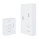 Ver imagem 2 de Quarto Infantil com Cômoda 4 Gavetas e 1 Porta Guarda-Roupa 4 Portas e 2 Gavetas Ninho Branco