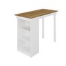 Mesa Bancada Madeira Maciça 3 Nichos na Lateral com 4 Banquetas–santurini Branco / Cera Castanho - 1