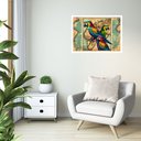 Ver imagem 1 de Quadro Decorativo Mapa-múndi Araras Vintage - 50x70cm:moldura Preta