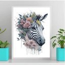 Ver imagem 1 de Quadro Decorativo Zebra Aquarela 33x24cm:Madeira branca