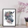 Quadro Decorativo Zebra Aquarela 33x24cm:Madeira branca - 2
