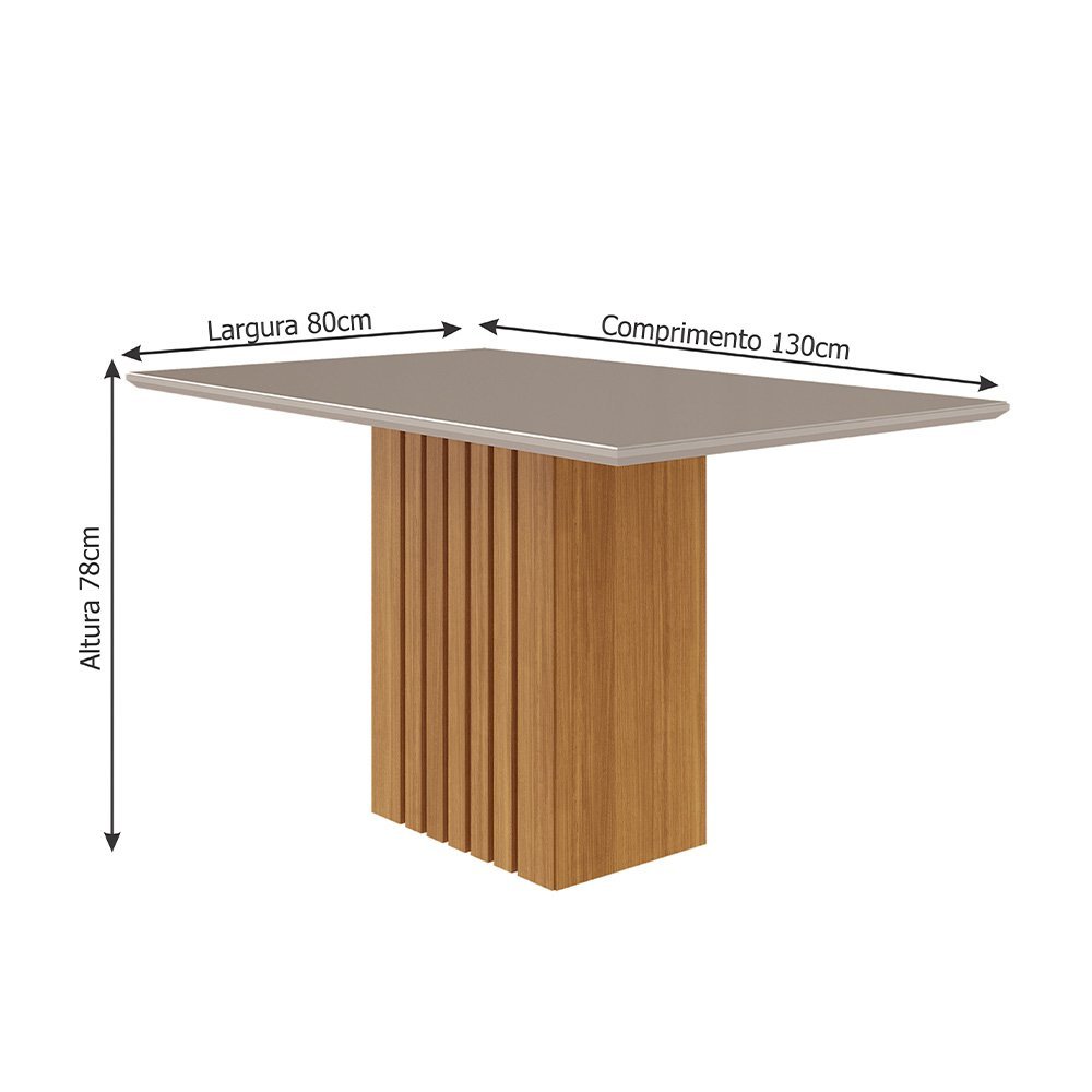 Mesa de Jantar Ana Nature com Vidro Off White 130x80 Cimol - 2