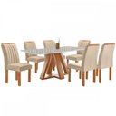 Ver imagem 2 de Mesa de Jantar 6 Lugares Kyra/Arizona com Vidro Cinamomo/Off White/Suede Cru - Cel Móveis