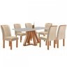 Mesa de Jantar 6 Lugares Kyra/Arizona com Vidro Cinamomo/Off White/Suede Cru - Cel Móveis - 2