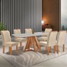 Mesa de Jantar 6 Lugares Kyra/Arizona com Vidro Cinamomo/Off White/Suede Cru - Cel Móveis - 1