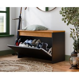 Sapateira Charme com Porta Basculante para Hall de Entrada ou Quarto - Preto com Freijó - 2
