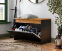 Ver imagem 2 de Sapateira Charme com Porta Basculante para Hall de Entrada ou Quarto - Preto com Freijó