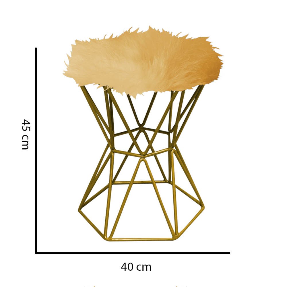 Puff Banqueta Louis Aramado Hexágono Para Penteadeira Sala Quarto Dourado Pelúcia Dourado - - 2