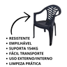 Cadeira Plástica até 154kg Resistente Área Piscina Preto - 3