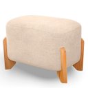 Ver imagem 4 de Puff Oval Pé de Madeira Decorativo para Sala Orgânico Confortável e Reforçado Bouclé Fluffy