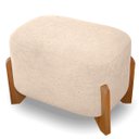 Ver imagem 1 de Puff Oval Pé de Madeira Decorativo para Sala Orgânico Confortável e Reforçado Bouclé Fluffy
