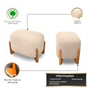 Ver imagem 3 de Puff Oval Pé de Madeira Decorativo para Sala Orgânico Confortável e Reforçado Bouclé Fluffy