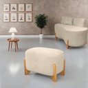 Ver imagem 2 de Puff Oval Pé de Madeira Decorativo para Sala Orgânico Confortável e Reforçado Bouclé Fluffy