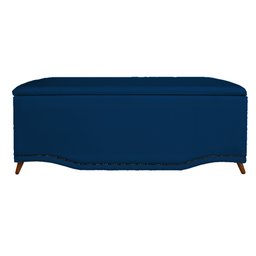 Calçadeira Recamier Baú Casal King 195cm Greta Suede Azul Marinho - DS Estofados - 1