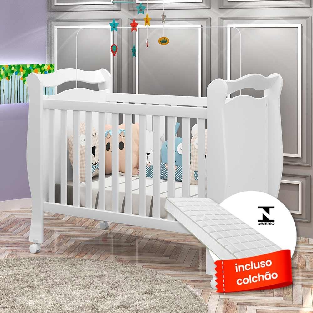 Berço Que Vira Cama Com Rodinhas E Colchão Alvin Branco J&A ...