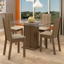 Ver imagem 1 de Conjunto Sala de Jantar Madesa Maya Mesa Tampo de Vidro com 4 Cadeiras - Rustic/sintético Bege