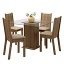 Ver imagem 2 de Conjunto Sala de Jantar Madesa Maya Mesa Tampo de Vidro com 4 Cadeiras - Rustic/sintético Bege