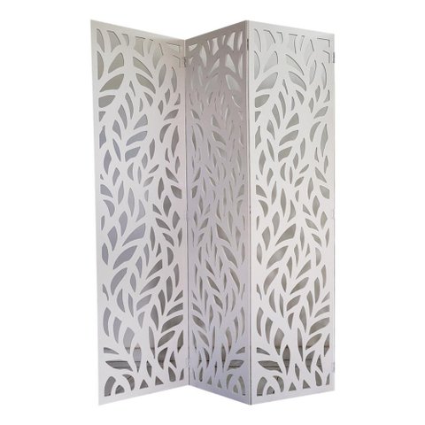 Biombo 3 Folhas 129X180cm Mdf Modelo 27 Branco Vazado