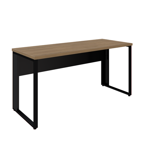 Mesa Reta Savoia 30mm 170x70cm Pé Aço Escritório Macadamia/preto