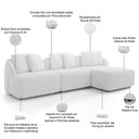 Ver imagem 4 de Sofá 4 Lugares com Chaise Direito Sala Living 294cm Arlo F04 Bouclê Off White - Lyam Decor