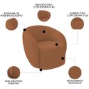 Ver imagem 3 de Sofá 3 Lugares Living 180cm e 1 Poltrona Giratória Garbin K04 Bouclê Terracota - Mpozenato