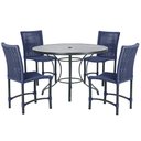 Ver imagem 1 de Mesa Ascoli 100 Cm com 4 Cadeiras Cannes de Alumínio, Pintura Preta e Trama Tela de Corda Náutica