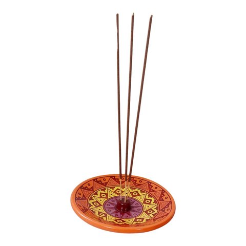 Incensário de Cerâmica Peruano 14 Cm para 3 Incenso Mandala