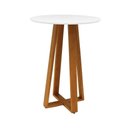 Ver imagem 1 de Mesa Bistrô Madri sem Porta 1 Prateleira Madeira Maciça 80cm Amêndoa com Tampo Laqueado Branco