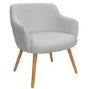 Ver imagem 1 de Poltrona de Sala Decorativa Jade Pés Palito Castanho Bouclê Cinza Claro - Casaepoltrona