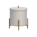 Ver imagem 2 de Lixeira Branca com Detalhes em Dourado 6 Litros Alumínio Suspensa Cozinha Escritório Level - Édecasa