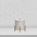 Ver imagem 3 de Lixeira Branca com Detalhes em Dourado 6 Litros Alumínio Suspensa Cozinha Escritório Level - Édecasa