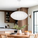 Ver imagem 6 de 3 Lustre Pendente Tecido Seda Bubble Branco Moderno Tec02