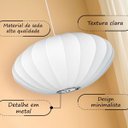 Ver imagem 3 de 3 Lustre Pendente Tecido Seda Bubble Branco Moderno Tec02