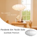 Ver imagem 2 de 3 Lustre Pendente Tecido Seda Bubble Branco Moderno Tec02