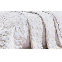 Kit Cobre Leito Casal 03 Peças Bordado Nuance Branco Amarelo - 6