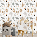 Ver imagem 1 de Papel de Parede Infantil Adesivo Texturizado Animais Safari