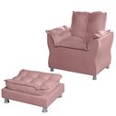 Ver imagem 1 de Poltrona de Decoração e Escritoria e Sala de Estar Opala Turna Rose + Puff Descanso de Pes
