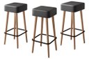 Ver imagem 1 de Kit 3 Banquetas Banco Alta Luxo para Area Gourmet Cozinha Bar Balcao Bistro Courino Preto Eli Móveis