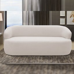 Sofá 2 Lugares Orgânico Sala de Estar Living 140cm Carmen F04 Bouclê Cru - Lyam Decor - 2