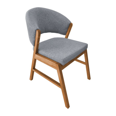 Cadeira de Jantar Madeira Maciça Débora Linho Premium:cerejeira/cinza Linho