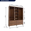 Ver imagem 4 de Guarda-Roupa Casal com Espelho 3 Portas de Correr e Quatro Gavetas Bege/Ypê
